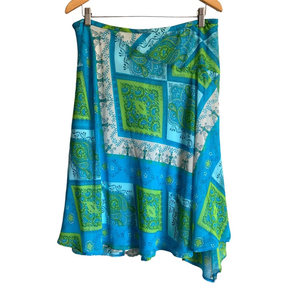 Women’s Nine West Chiffon Handkerchief Hem knee Length Skirt Bandana size 12